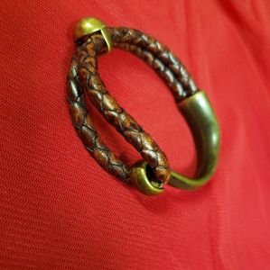 One of a kind leather and bronze bracelet